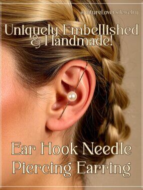 Helix Hook Needle Earring, Ear Needle, Ear Crawlers, Faux Industrial Piercings